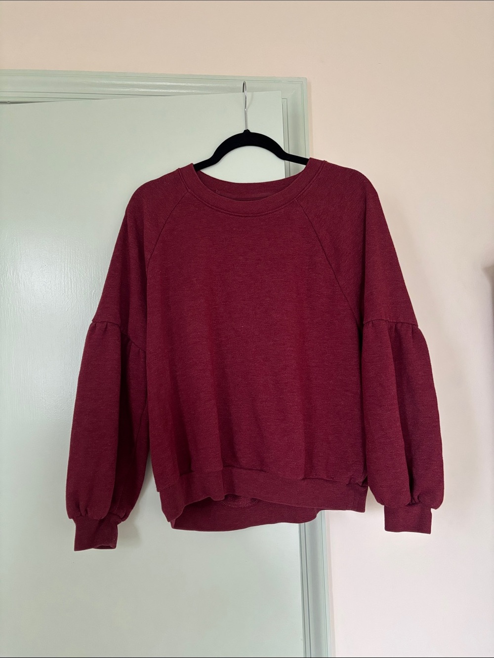 aerie Burgundy Balloon Sleeve Pullover Sweatshirt